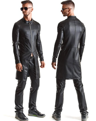 (Bild für) Herrenmantel aus mattem Wetlook mit RV von Regnes Fetish Planet