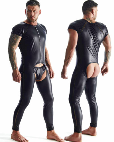 (Bild für) Chaps-Stil Ganzanzug aus mattem Wetlook von Regnes Fetish Planet