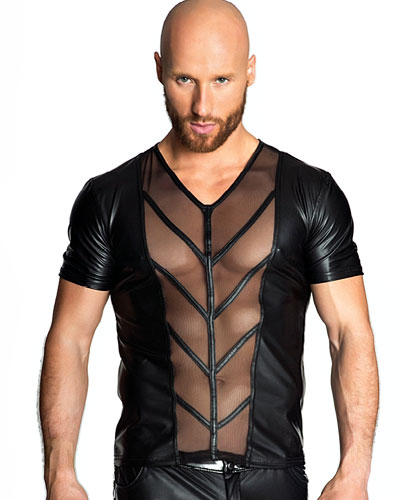 (Bild für) Shirt im matten Wetlook mit Mesh - bis 2XL