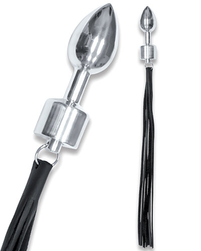 (Bild für) Aluminium-Analplug mit abschraubbarer Lederpeitsche - 2 Größen