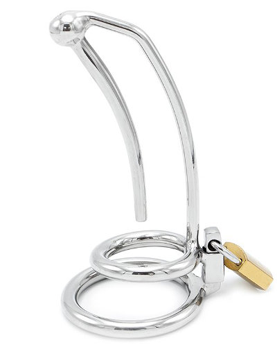 (Bild für) Abschließbares PENIS LOCK aus Edelstahl mit gebogenem Dilatator