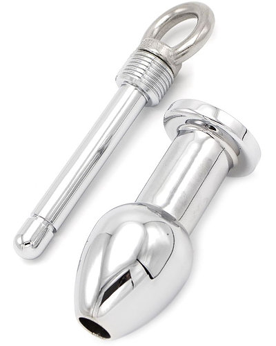(Bild für) OPEN ANAL PLUG Small - Aluminium-Tunnelplug mit Verschluss-Stift