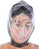 Atem-Haube aus PVC mit transparentem Gesicht und Reißverschluß