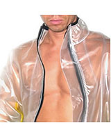 Zweifarbige Jacke aus PVC mit Stehkragen