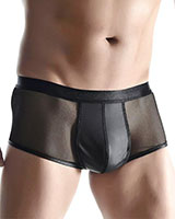 (Bild für) Shorts aus schwarzem mattem Wetlook und Netz mit BigBossEFFECT