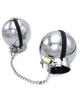 Lockable Stainless Steel Bondage Spherical Gloves with Chain