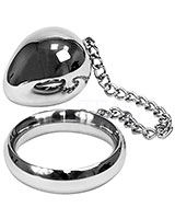 Donut Cock Ring with Anal Egg - Stainless Steel